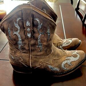 Glitter cowgirl ankle boots